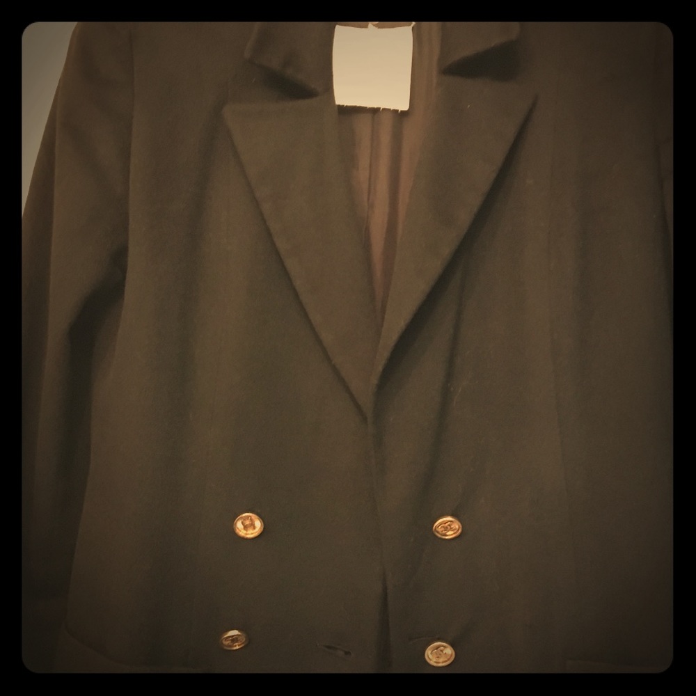 Chanel Black Cashmere Blazer CC Logo Buttons